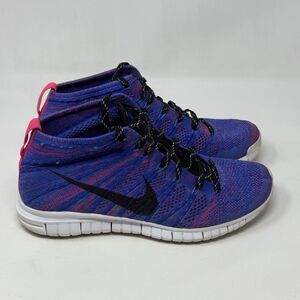 Nike Flyknit Chukka Sneakers Womens 10 Blue Pink Running Shoes Racer Barefoot